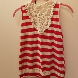2for$16 Girls' red and white top with embroidery design